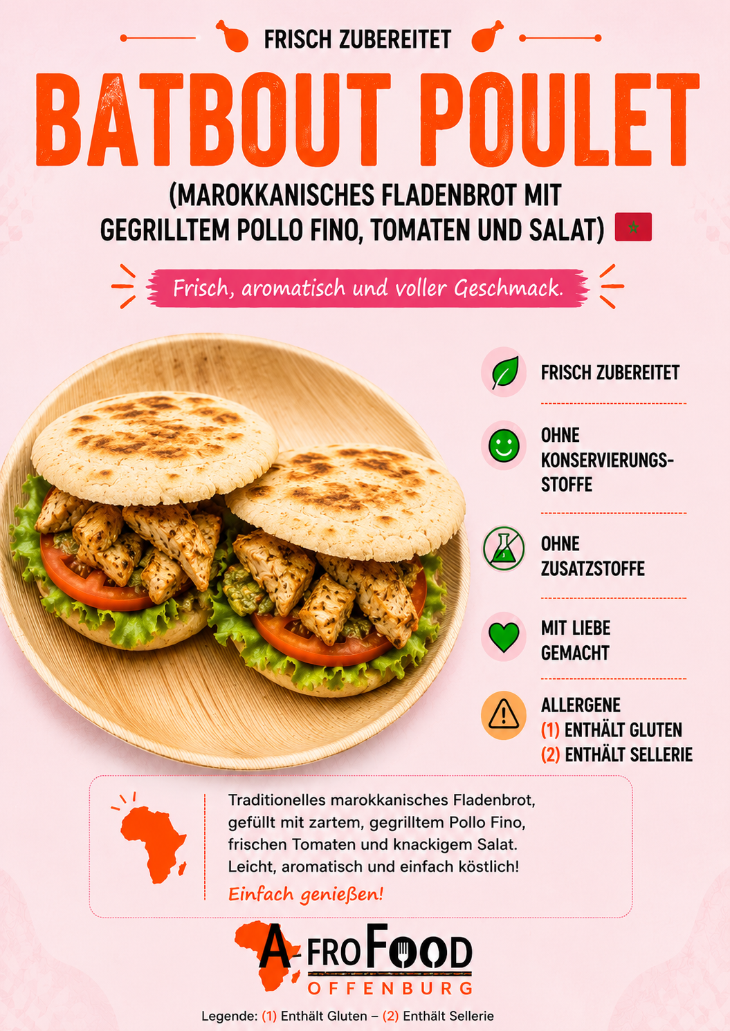 🇲🇦 Batbout mit Hahnchenfullung (2) (Marokko)